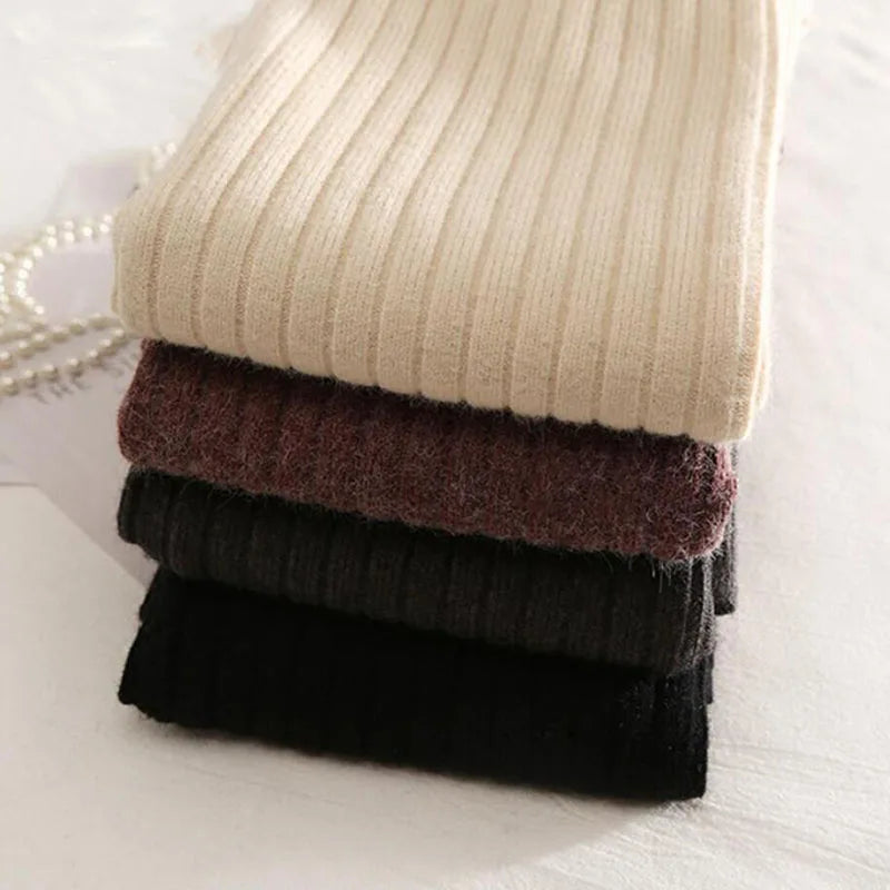 Elegant Midi Knitted Skirts Women 2023 Autumn Winter Ladies Korean High Waist Pencil Skirt Black Warm Long Skirt Jupe Femme