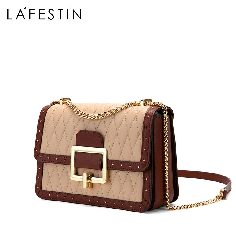 LA FESTIN 2023 New Niche Chain Satchels Organ Designer Women Retro Shoulder Fashion Messenger Square Bag Luxury Leather Handbag