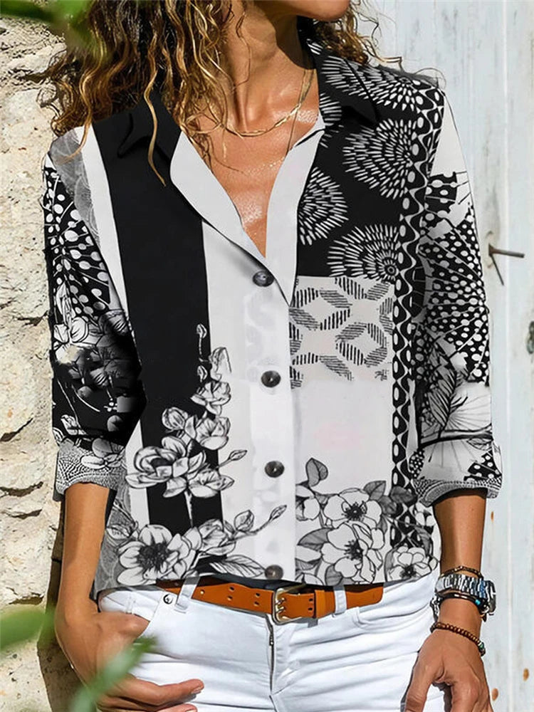 Ladies shirts  casual women shirts lapel long-sleeved blouse women