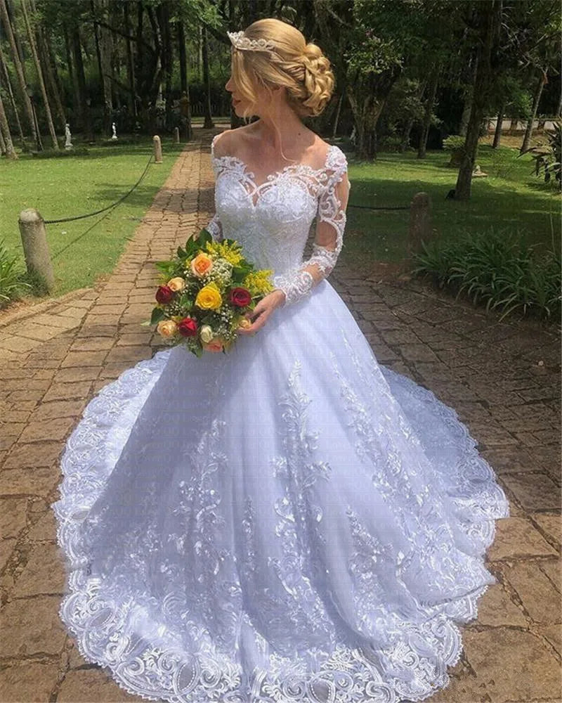 Vestido De Noiva Good Quality Lace Long Sleeves Wedding Dress 2024 With Real Picture Robe De Mariee