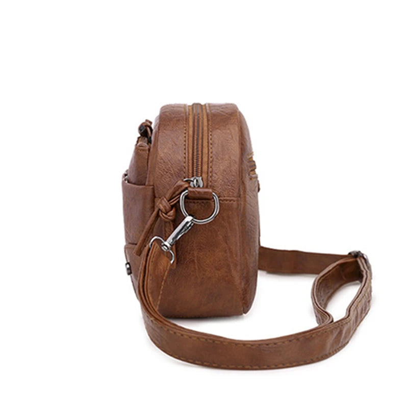 Women Vintage Shoulder Strap Bags Pu Leather Small Crossbody Handbag Female Travel Multi-Pocket Messenger Purse Bags bolsa femme