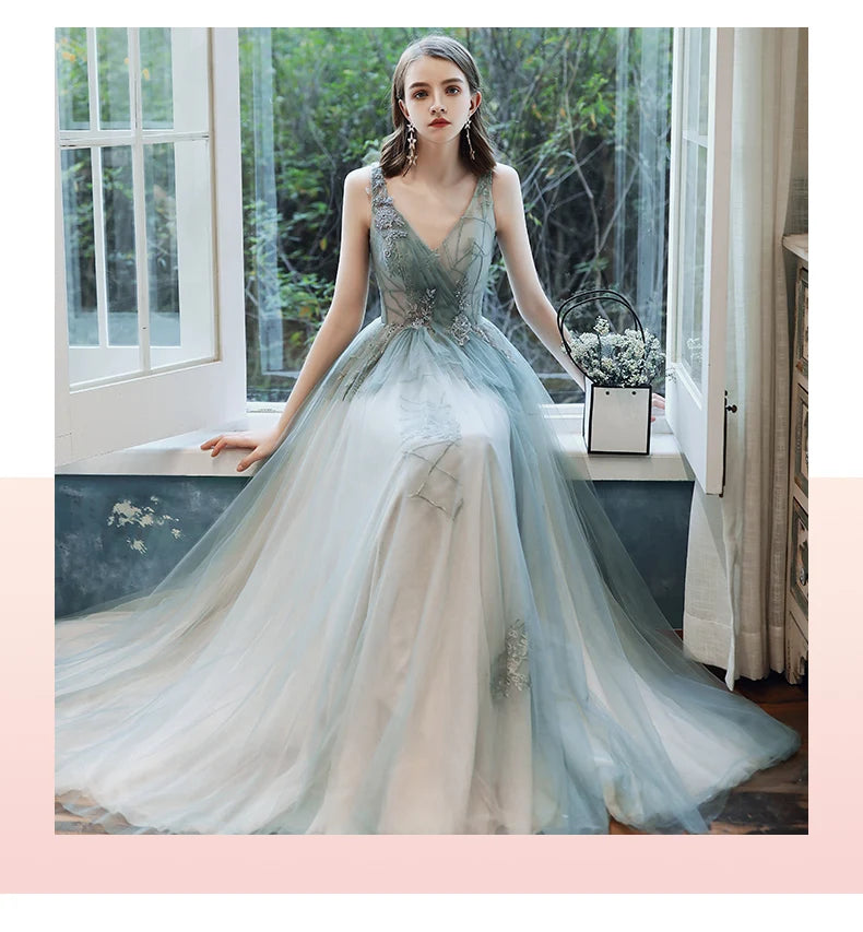 New Dreamy Bridesmaid Dress Tulle Long Mismatched Appliques Floor Length Sexy Prom Party Gown Vestidos De Fiesta De Noche