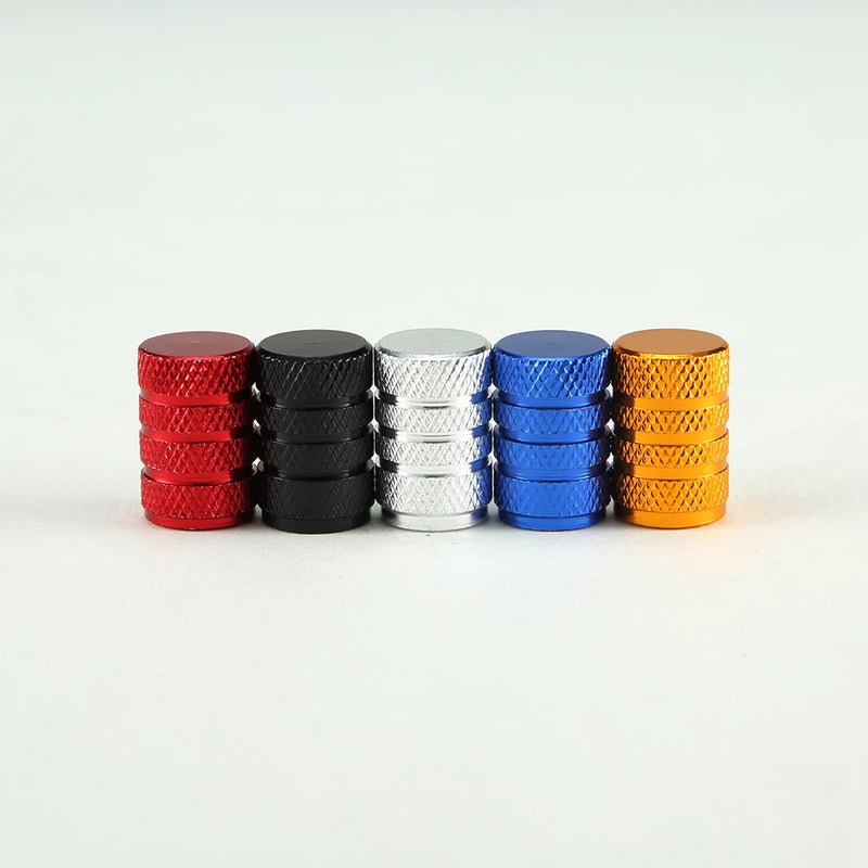 4Pcs Car Tire Valve Stems Cap Knurling Style Tire Valve Cap Aluminum Tire Wheel Stem Air Valve Cap car Universal accessories