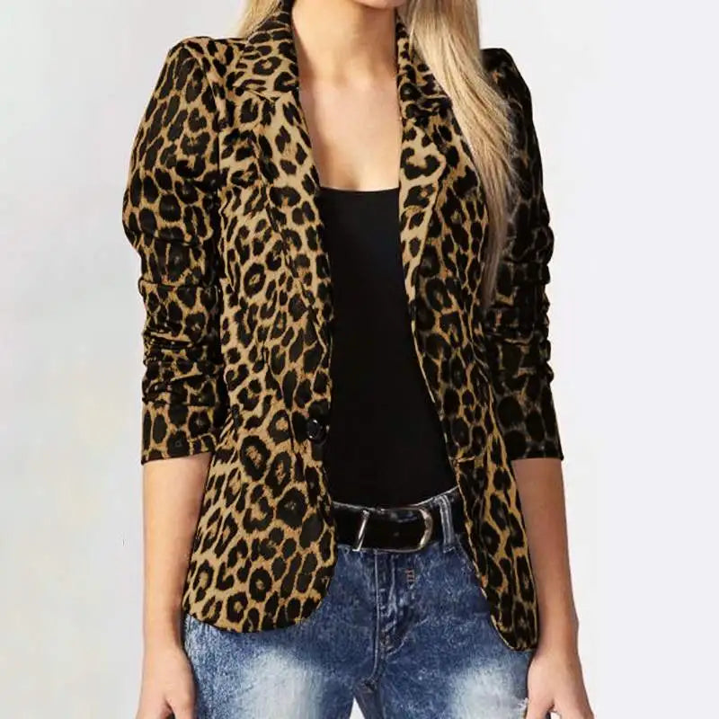 ZANZEA Oversized Button Up Outwears Women OL Blazer Fashion Ladies Office Suits 2023 Spring Summer Female Leopard Lapel Coats