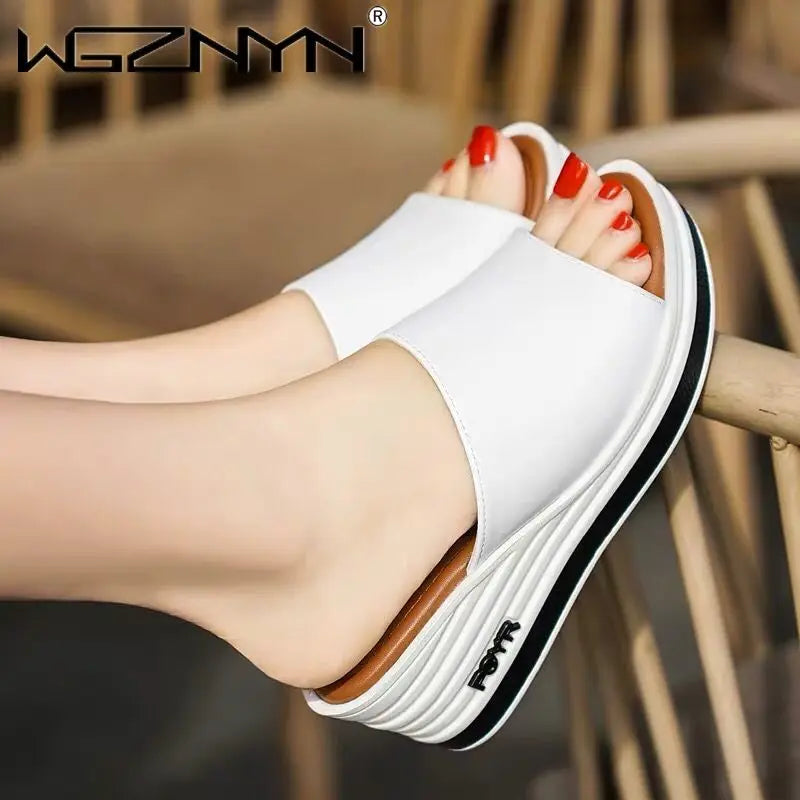 Womens High Heels Sandal Thick Bottom Casual Shoes Ladies Leisure Summer Wedges Sandals Woman Shoes Women Platform Mules Slipper