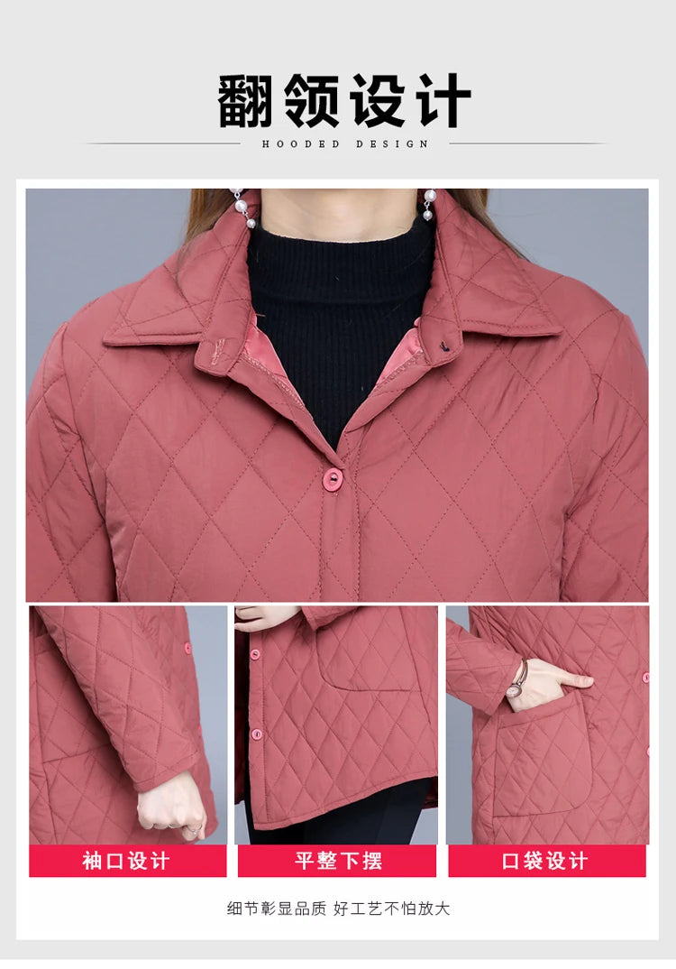 Autumn winter Warm thin quilted jacket Long-sleeved Jacket Parkas new middle age women cotton-padded tops mother Cotton coat