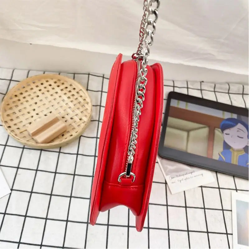 Women Girl Mushroom Shape PU Leather Handbag Chain Shoulder Messenger Crossbody Bag Satchel Tote Purse