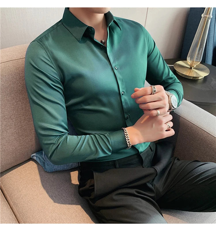 Camisas De Hombre Long Sleeve Shirts For Men Clothing 2024 Business Formal Wear Camisa Social Masculina Slim Fit Chemise Homme