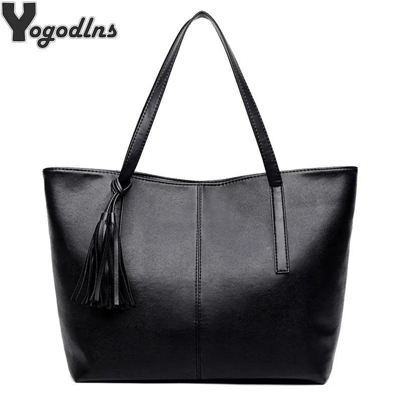 Ladies Large Capacity Handbags Women Retro Tassel Design Tote Luxury Brand PU Leather Shoulder Bag Female Top Handle Sac A Main