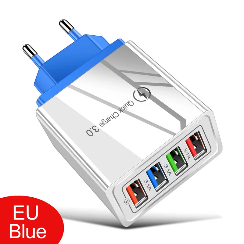 For iPhone 14 USB Charger Quick Charge 3.0 For Samsung Xiaomi mi Tablets Mobile Phone Charger Adapter EU/US Plug Fast Charging