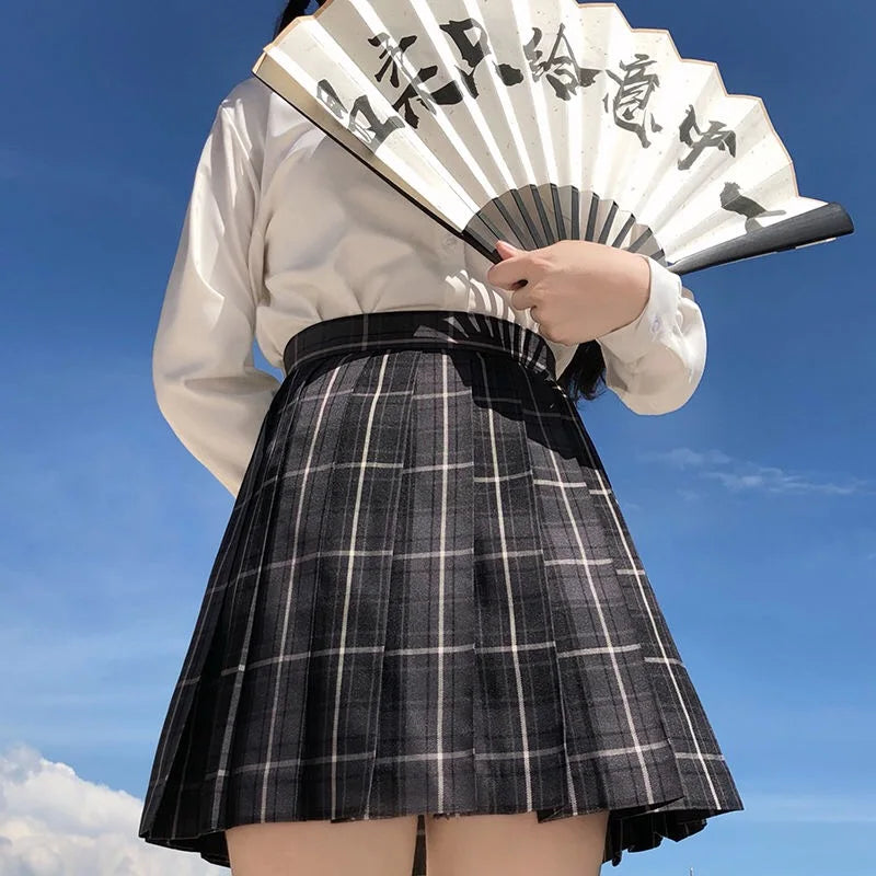 Women Pleated Skirts Japanese School Uniform High Waist Sexy Cute Mini Plaid Skirt Summer JK Uniform Students Clothes 17 Color