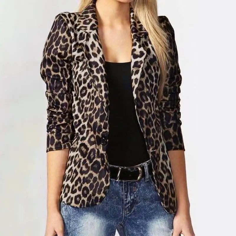 ZANZEA Oversized Button Up Outwears Women OL Blazer Fashion Ladies Office Suits 2023 Spring Summer Female Leopard Lapel Coats