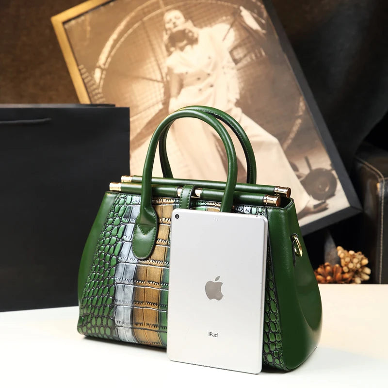 Genuine leather high quality bag women handbags 2021 new mother portable shoulder messenger bag Crocodile pattern tote bags