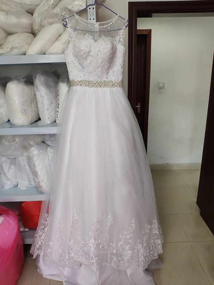 Fansmile Vestidos de Novia Vintage Lace Ball Gown Wedding Dress 2023 Plus Size Princess Bride Dress FSM-019T