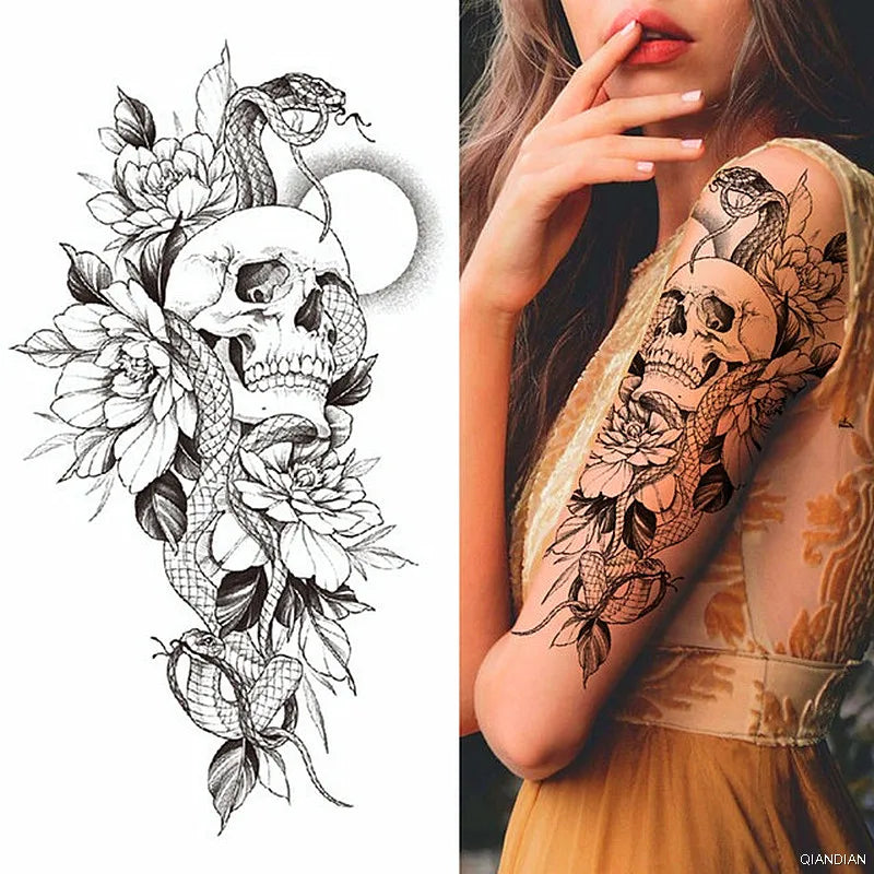 Sexy Flower Bird Temporary Waterproof Tattoo Sticker Girl Butterfly Dreamcatcher Cross Body Arm Sleeve Chest Fake Totem Women