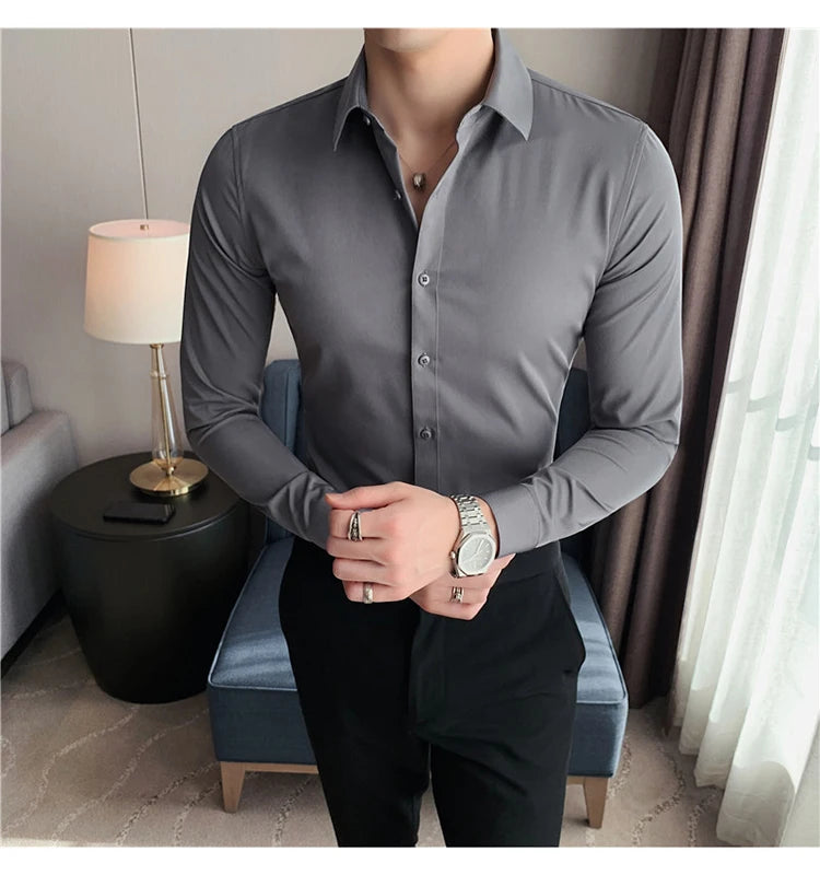 Camisas De Hombre Long Sleeve Shirts For Men Clothing 2024 Business Formal Wear Camisa Social Masculina Slim Fit Chemise Homme