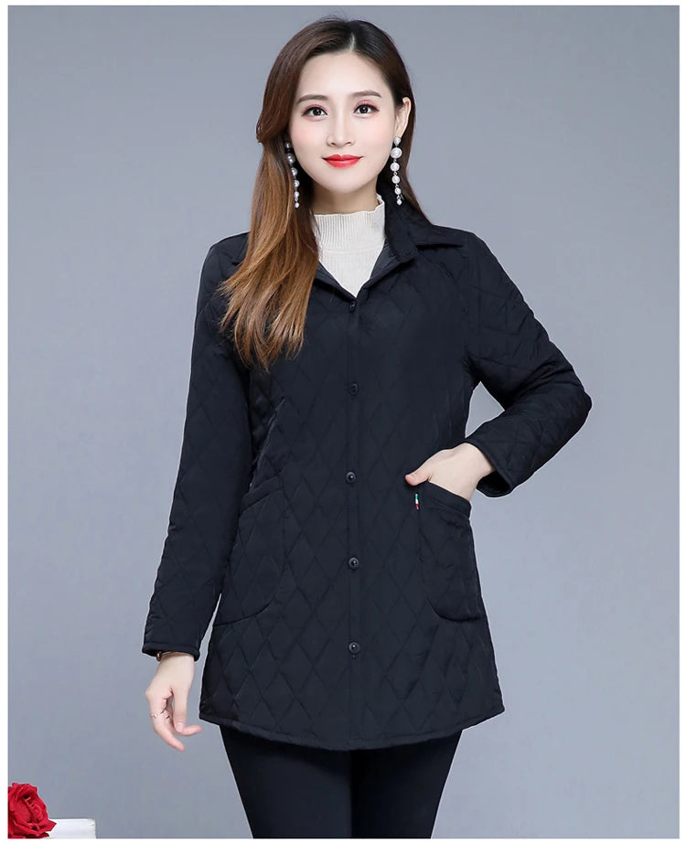 Autumn winter Warm thin quilted jacket Long-sleeved Jacket Parkas new middle age women cotton-padded tops mother Cotton coat