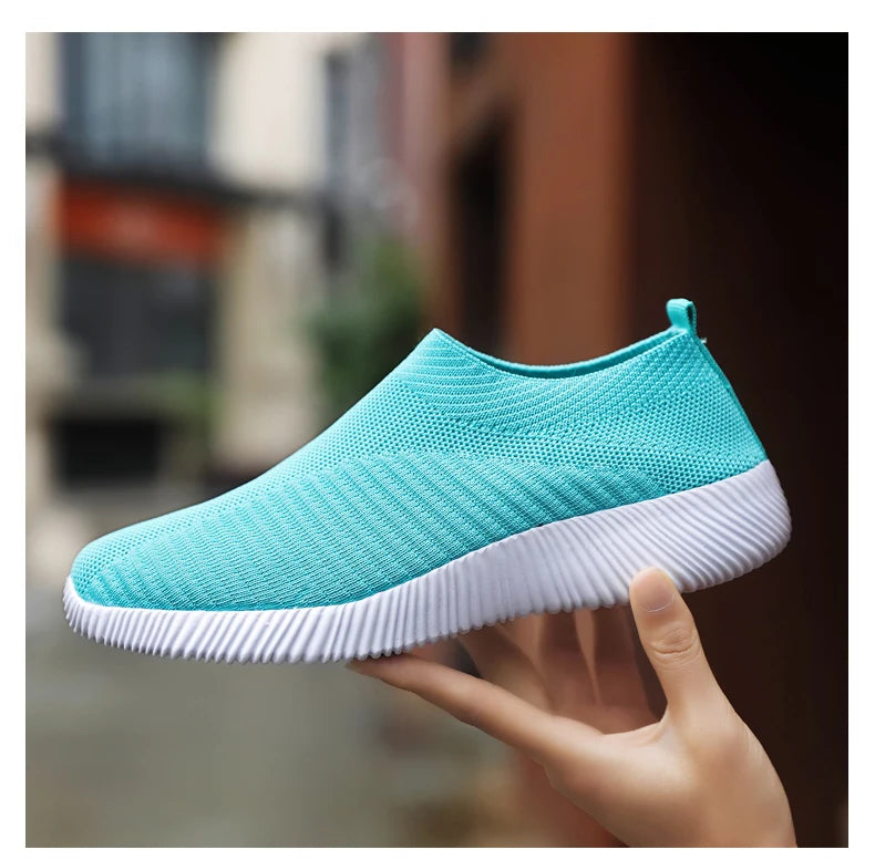 Women Vulcanized Shoes High Quality Women Sneakers Slip On Flats Shoes Women Loafers Plus Size 42 Walking Flat