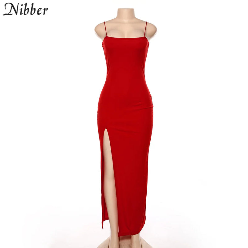 Nibber red black New year christmas party long dresses women spring Basic bodycon lace up stretch Slim midi dresses femme