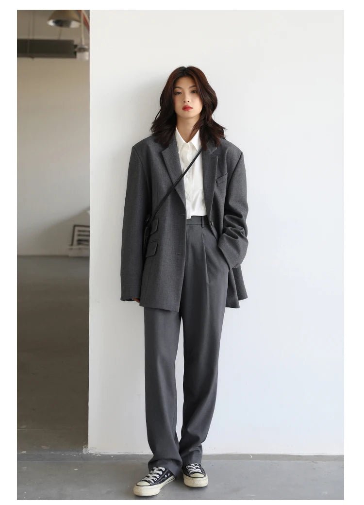 CHICVEN  Women Office Lady Blazer Cuff Embroidery Wide Shoulder Twill Suit Women's Autumn Ladies Outerwear  Stylish Tops