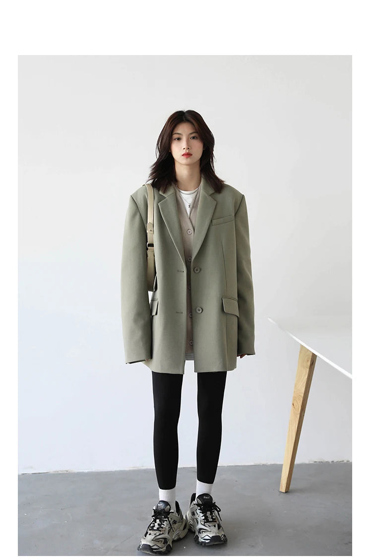 CHICVEN  Women Office Lady Blazer Cuff Embroidery Wide Shoulder Twill Suit Women's Autumn Ladies Outerwear  Stylish Tops