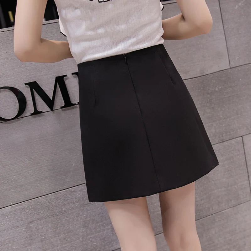 Skirts Women Solid Button Simple Summer Chiffon Lightweight Office Lady Mini Skirt All-match Slim Korean Style Fashion Irregular