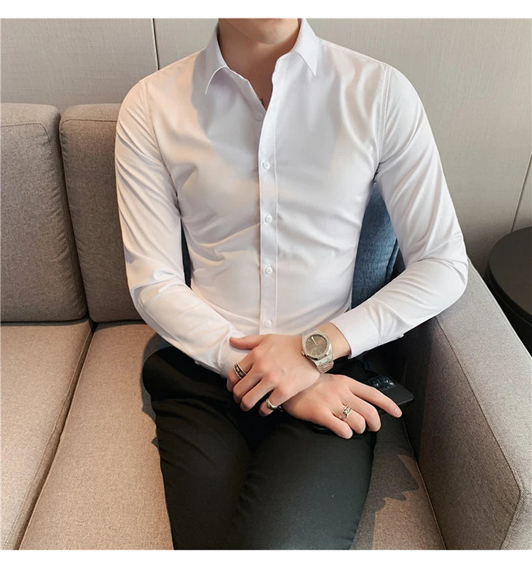 Camisas De Hombre Long Sleeve Shirts For Men Clothing 2024 Business Formal Wear Camisa Social Masculina Slim Fit Chemise Homme