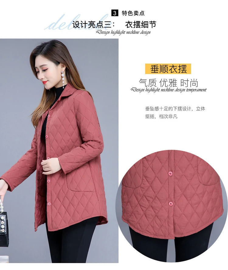 Autumn winter Warm thin quilted jacket Long-sleeved Jacket Parkas new middle age women cotton-padded tops mother Cotton coat