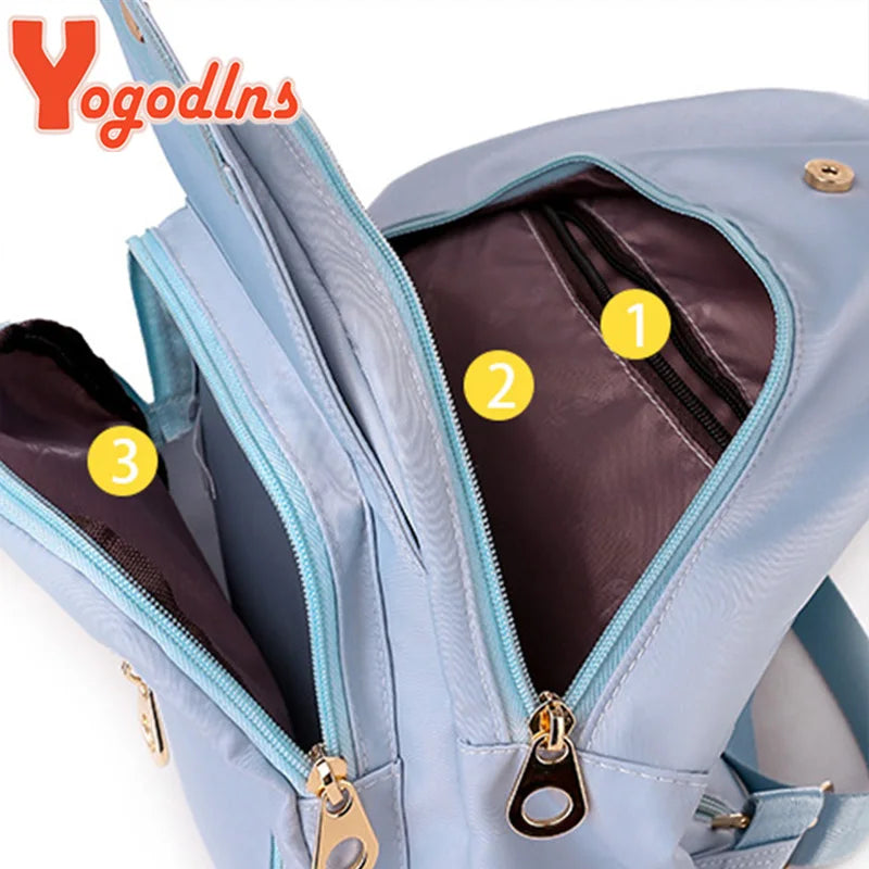 Yogodlns Casual Oxford Backpack Women Large Capacity School Bag Multifunction Crossbody Bag Travel Sports Chest Bag Rucksack