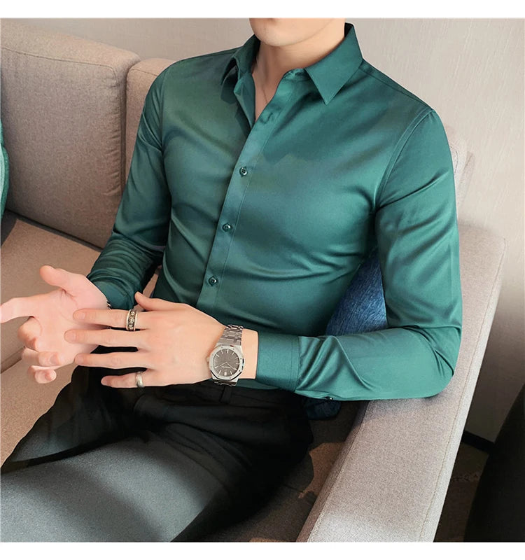 Camisas De Hombre Long Sleeve Shirts For Men Clothing 2024 Business Formal Wear Camisa Social Masculina Slim Fit Chemise Homme