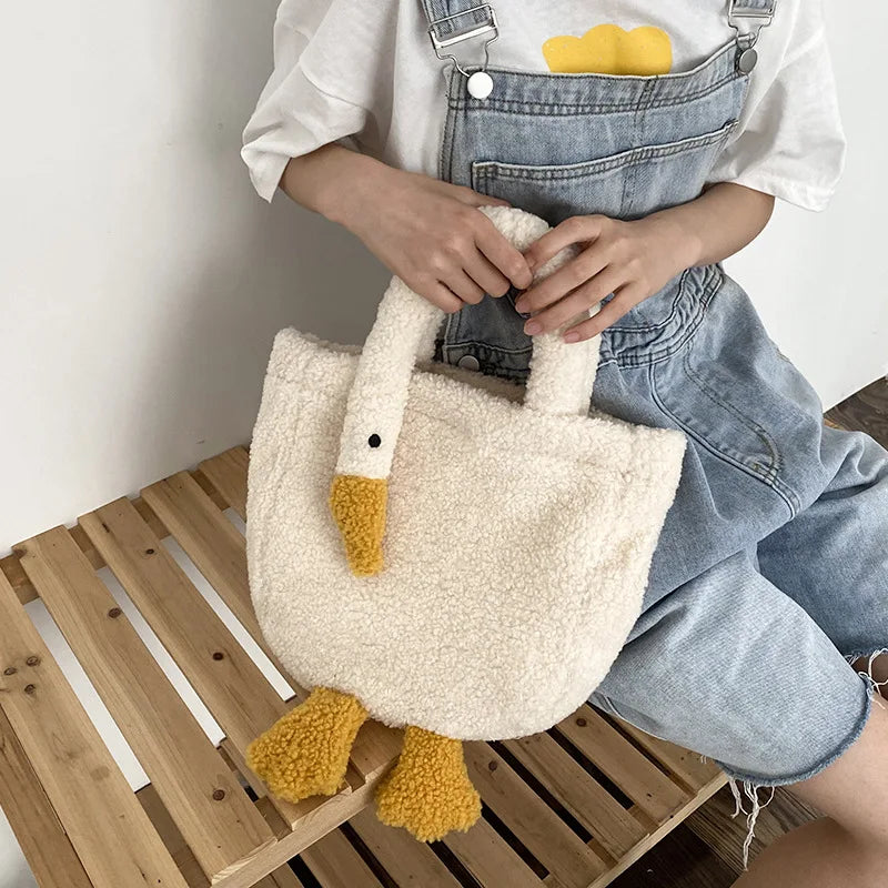 Youda Winter Women Small Plush Tote Simple Warm Cloth Wrist Bags Cute Soft Handbag High Quality Eco Makeup Bag Purses For Girls