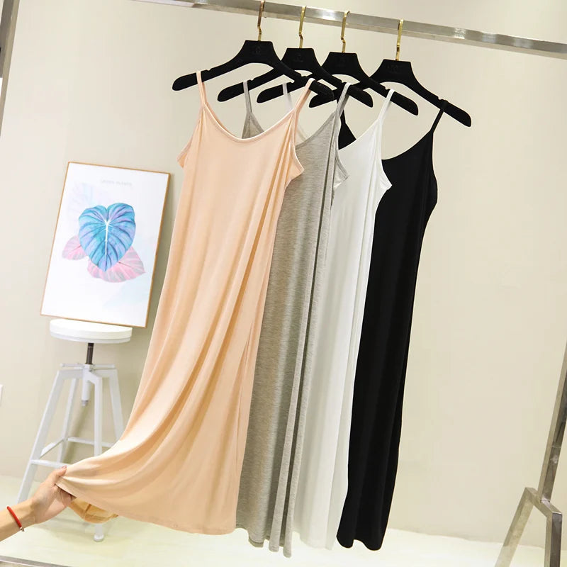 Spring Summer 2024 Woman Tank Dress Casual Modal Sexy Camisole Elastic Female Home Beach Dresses O-Neck Camis Sexy Dress