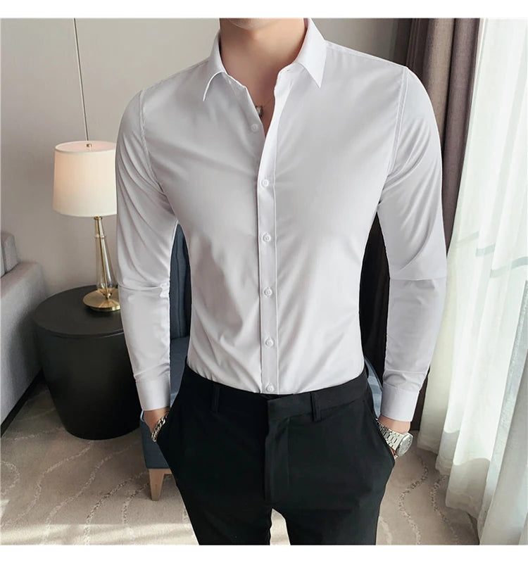 Camisas De Hombre Long Sleeve Shirts For Men Clothing 2024 Business Formal Wear Camisa Social Masculina Slim Fit Chemise Homme