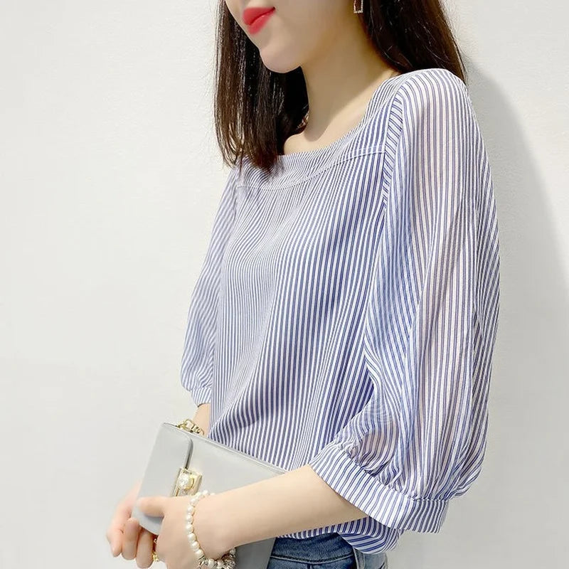 Blouses Women Fashion Solid Backless Summer Simple Camisa De Gasa All-match Work-Wear Classic Female Ins Harajuku Streetwear BF