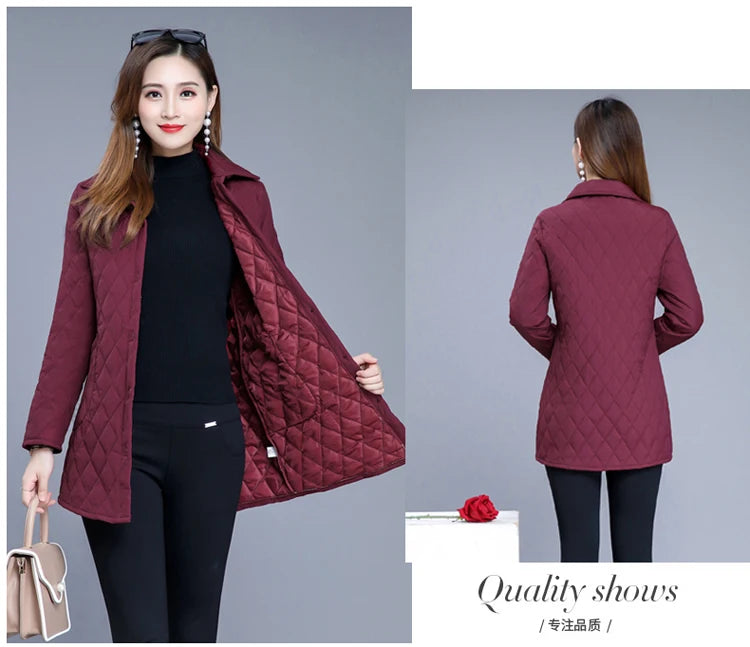 Autumn winter Warm thin quilted jacket Long-sleeved Jacket Parkas new middle age women cotton-padded tops mother Cotton coat