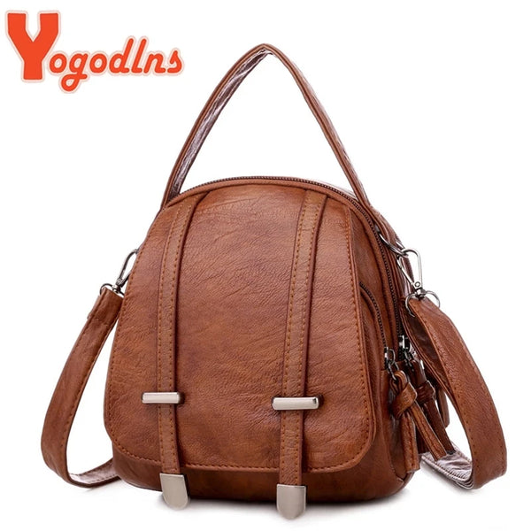 Yogodlns Vintage Small Shoulder Bag Women Soft PU Leather Crossbody Bag Multifunction Messenger Bag Casual Lady Handbag Bolso