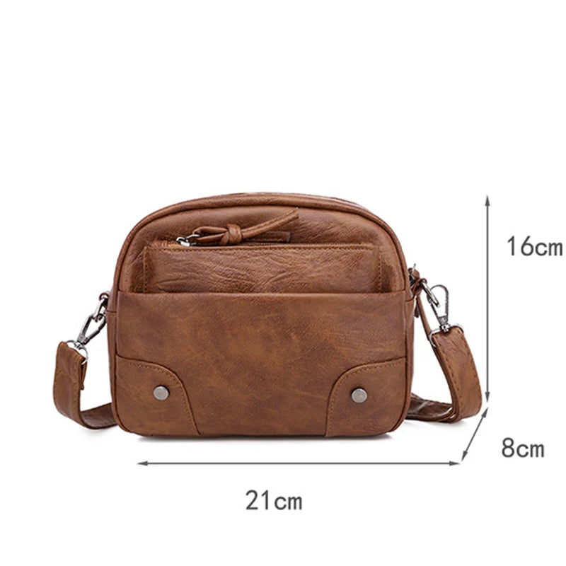 Women Vintage Shoulder Strap Bags Pu Leather Small Crossbody Handbag Female Travel Multi-Pocket Messenger Purse Bags bolsa femme