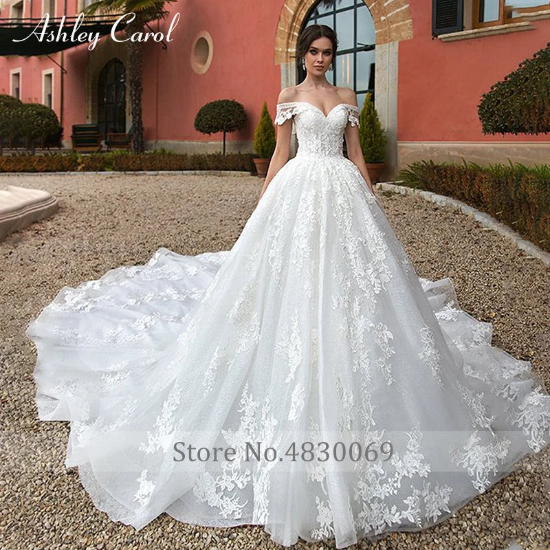 Ashley Carol Luxury Wedding Dresses For Women 2023 Beaded Sweetheart Princess Appliques Lace Up Wedding Gown Vestidos De Novia