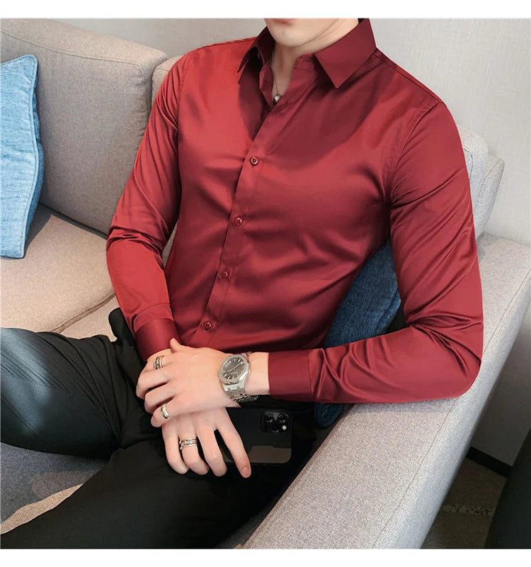 Camisas De Hombre Long Sleeve Shirts For Men Clothing 2024 Business Formal Wear Camisa Social Masculina Slim Fit Chemise Homme