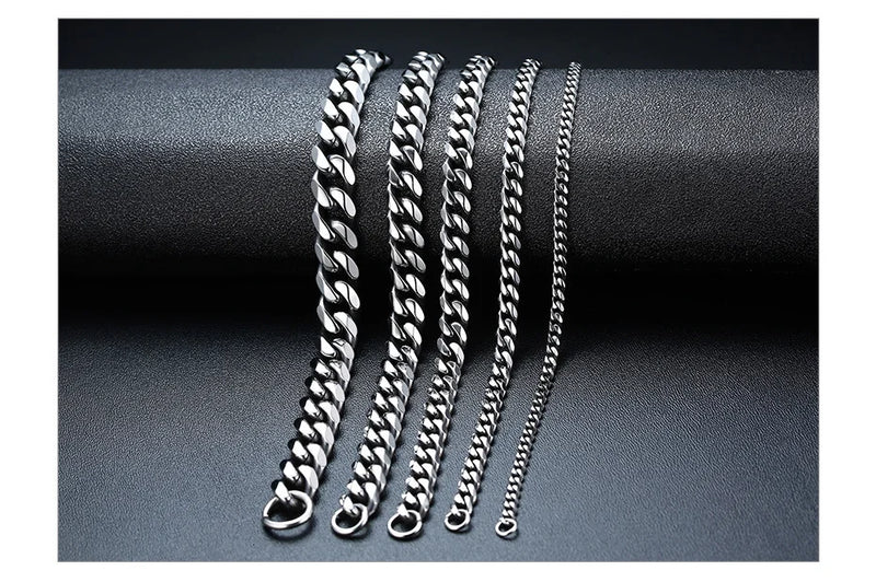 Vnox 3-11mm Chunky Miami Curb Chain Bracelet for Men, Stainless Steel Cuban Link Chain Wristband Classic Punk Heavy Male Jewelry