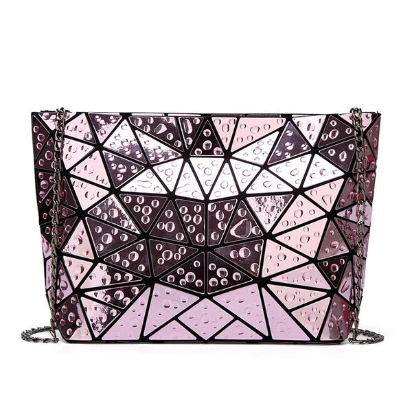 Fashion Chain Bag Laser Folded Handbags PU Leather Bag Famous Designer Geometric Shoulder Bag for women 2020 Raindrop Tote Bags