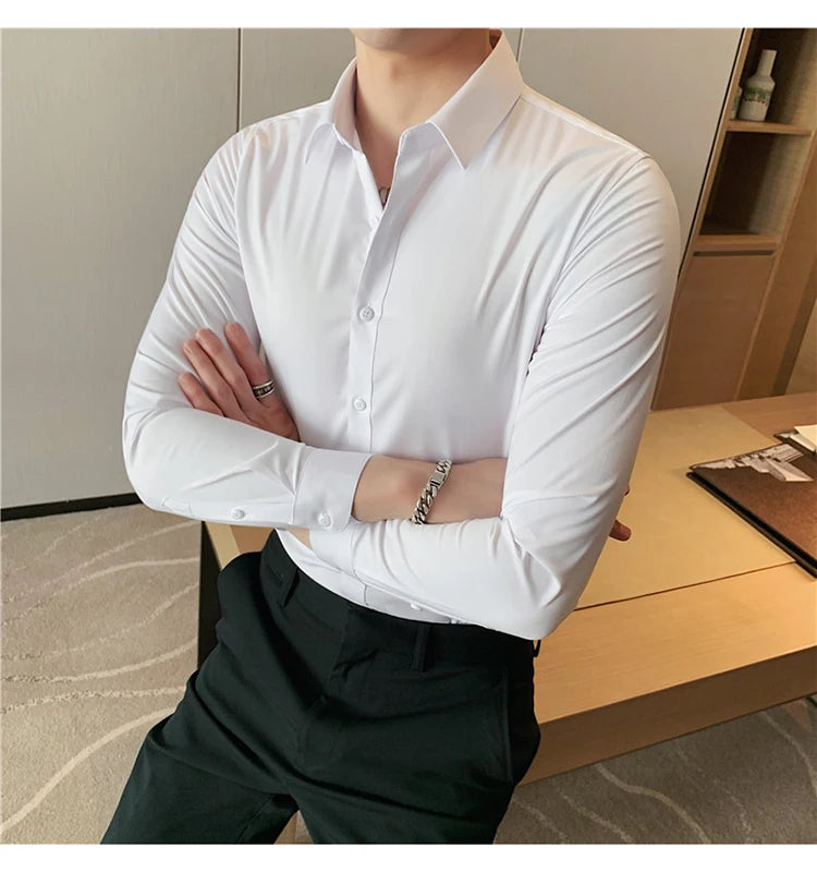 Camisas De Hombre Long Sleeve Shirts For Men Clothing 2024 Business Formal Wear Camisa Social Masculina Slim Fit Chemise Homme