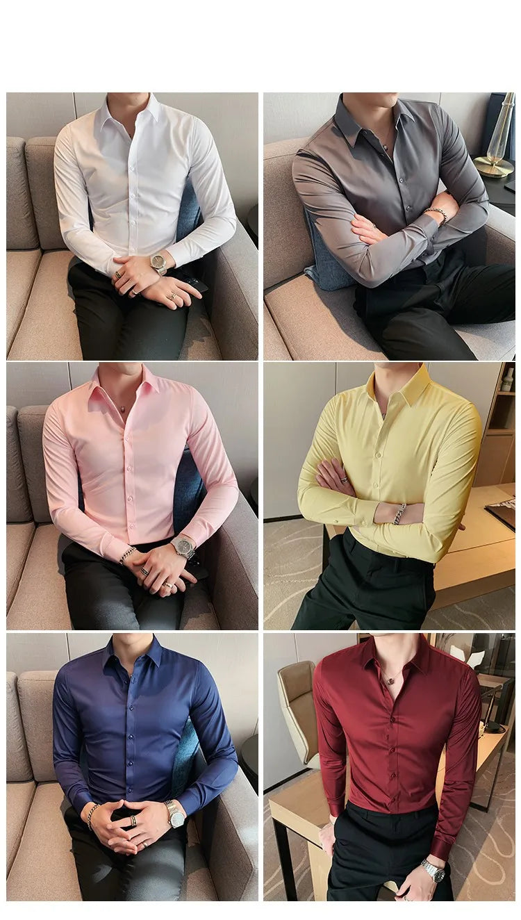 Camisas De Hombre Long Sleeve Shirts For Men Clothing 2024 Business Formal Wear Camisa Social Masculina Slim Fit Chemise Homme