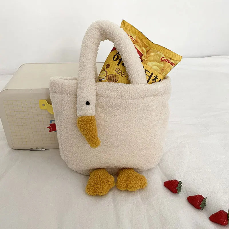 Youda Winter Women Small Plush Tote Simple Warm Cloth Wrist Bags Cute Soft Handbag High Quality Eco Makeup Bag Purses For Girls