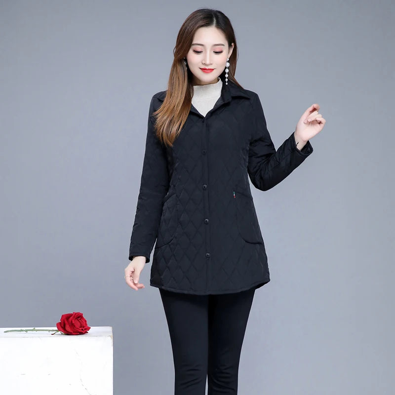 Autumn winter Warm thin quilted jacket Long-sleeved Jacket Parkas new middle age women cotton-padded tops mother Cotton coat