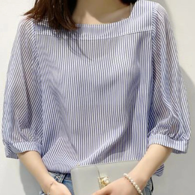 Blouses Women Fashion Solid Backless Summer Simple Camisa De Gasa All-match Work-Wear Classic Female Ins Harajuku Streetwear BF