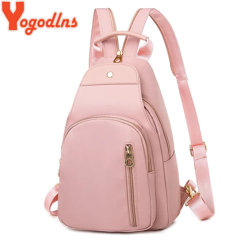 Yogodlns Casual Oxford Backpack Women Large Capacity School Bag Multifunction Crossbody Bag Travel Sports Chest Bag Rucksack