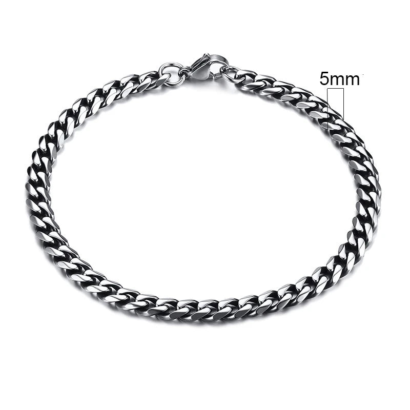 Vnox 3-11mm Chunky Miami Curb Chain Bracelet for Men, Stainless Steel Cuban Link Chain Wristband Classic Punk Heavy Male Jewelry