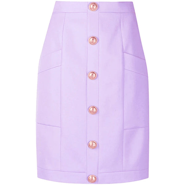 HIGH STREET Newest 2024 Designer Fashion Women's Lion Buttons Embellished Pockets Skirt