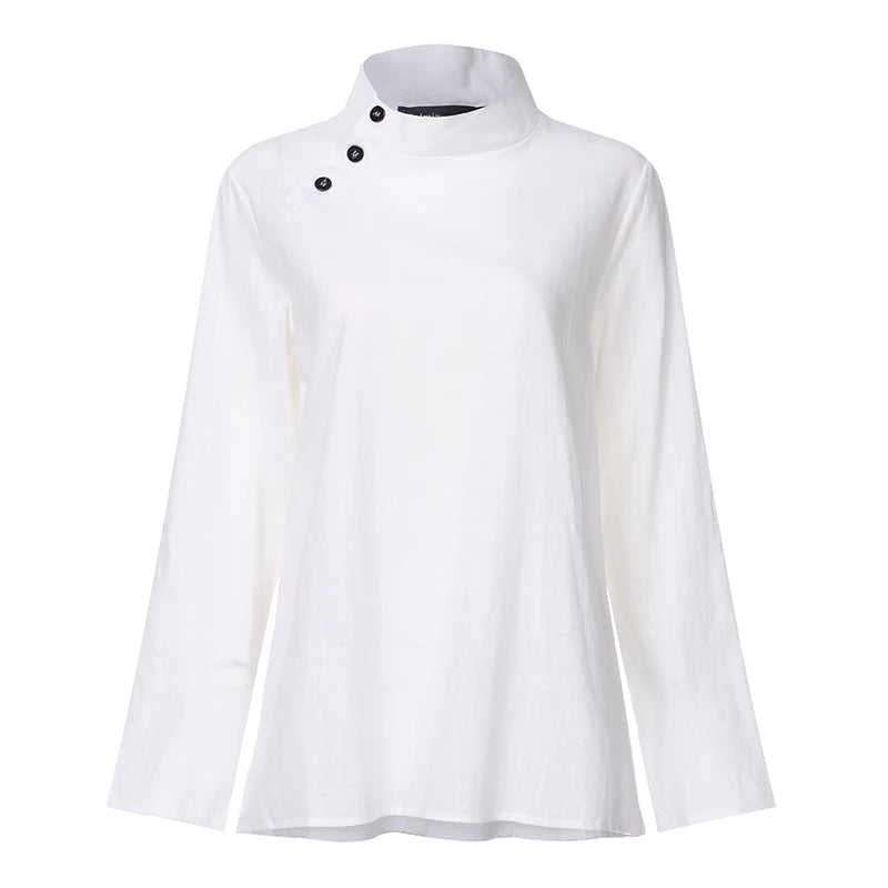 2023 New Fashion Long Sleeve Tunic Tops Celmia Women Blouses Autumn Female Button Cotton Linen Top Casual Loose Blusas Femininas